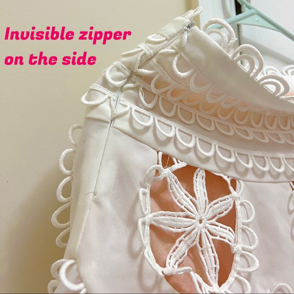 White embroidered lace ruffle flare mini skirt - Picture 6 of 10